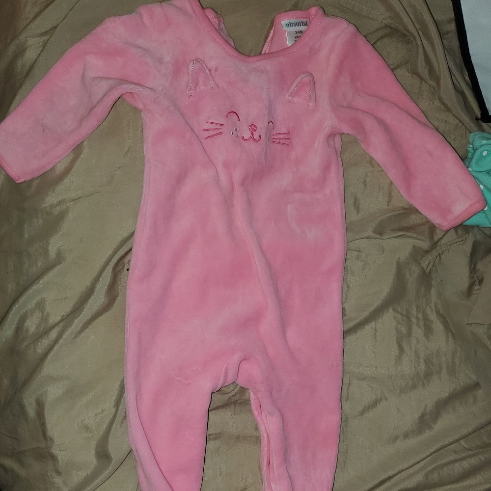 Absorba onsie with pink cat soft fabric